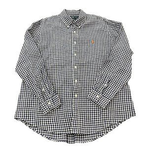 Ralph Lauren Custom Fit Blue/White Checkered 100% Linen Button Up LS Shirt, Sz X